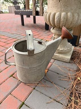 Vintage Metal Watering Can with Copper-Tone Spout